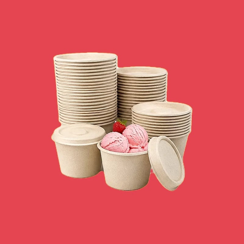 Custom Sugarcane Ice Cream Cups