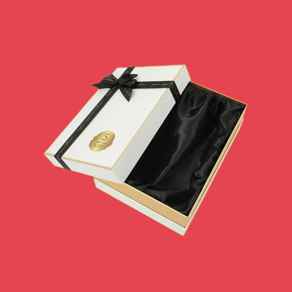 Custom Large Hair Extension Boxes With Ribbons